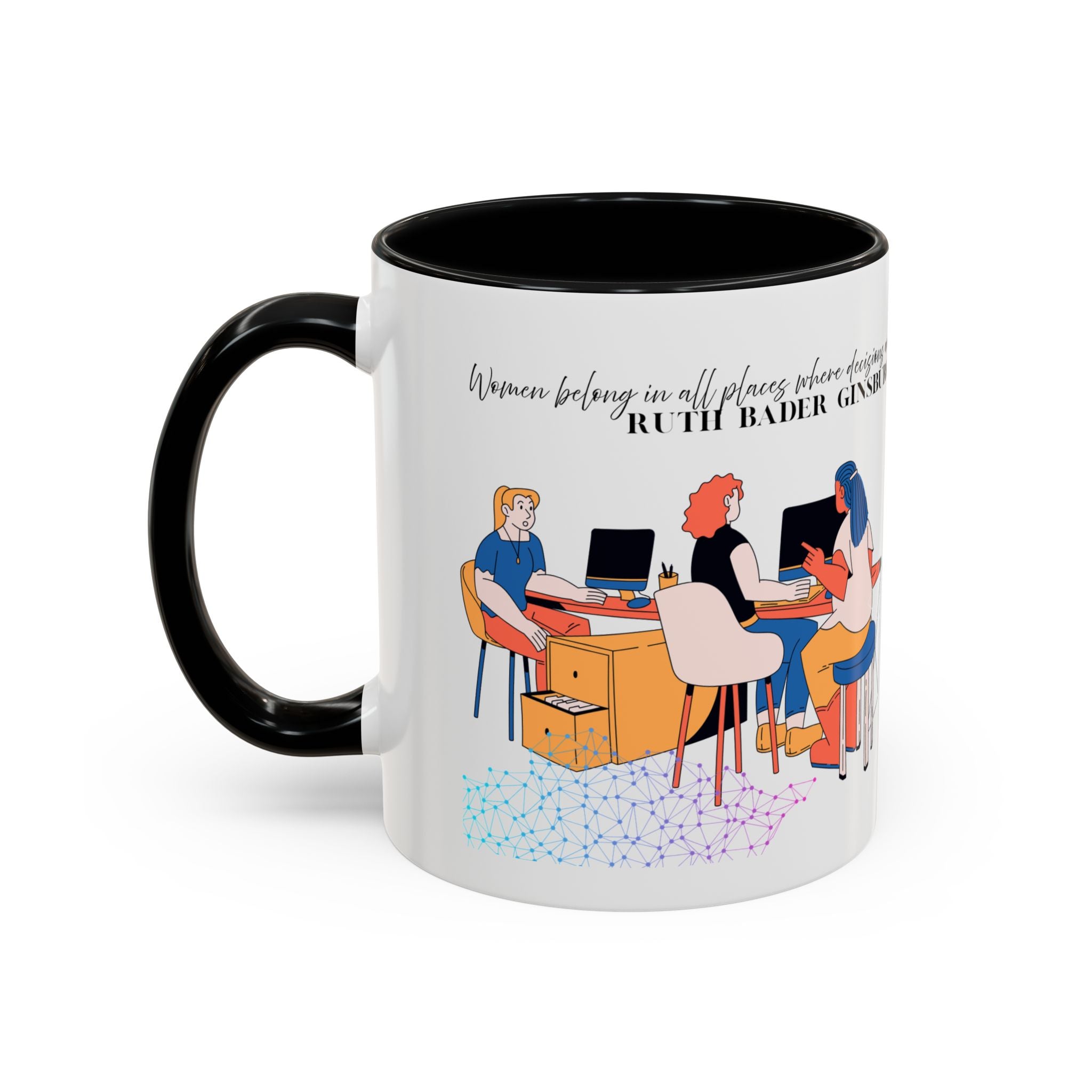 Accent Coffee Mug — 'Designs Are Being Made' Tech & Creative Team Illustration