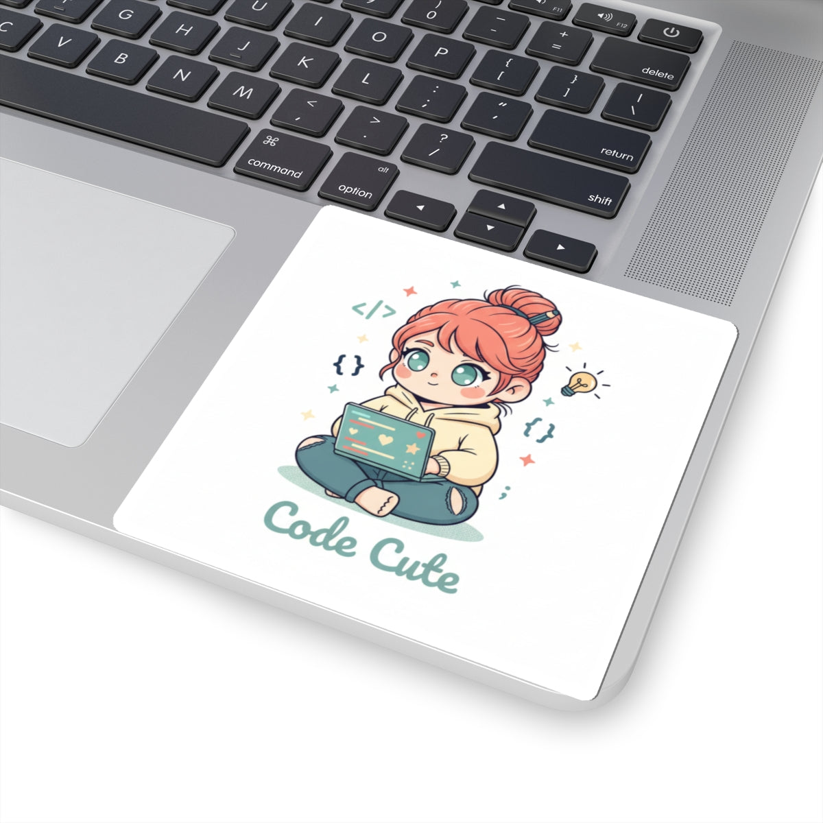 Code Cute Sticker — Kawaii Girl Programmer Laptop Vinyl Kiss-Cut