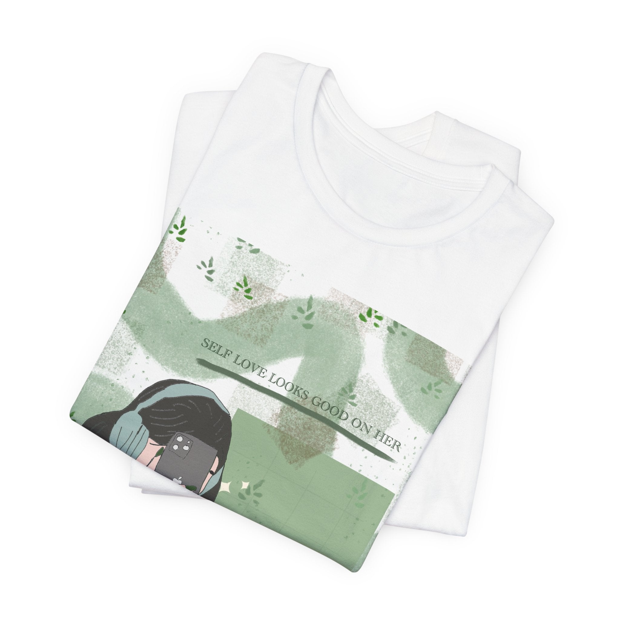 Aesthetic Green Girl Graphic Tee — "Deep Reminders" Self-Care T-Shirt