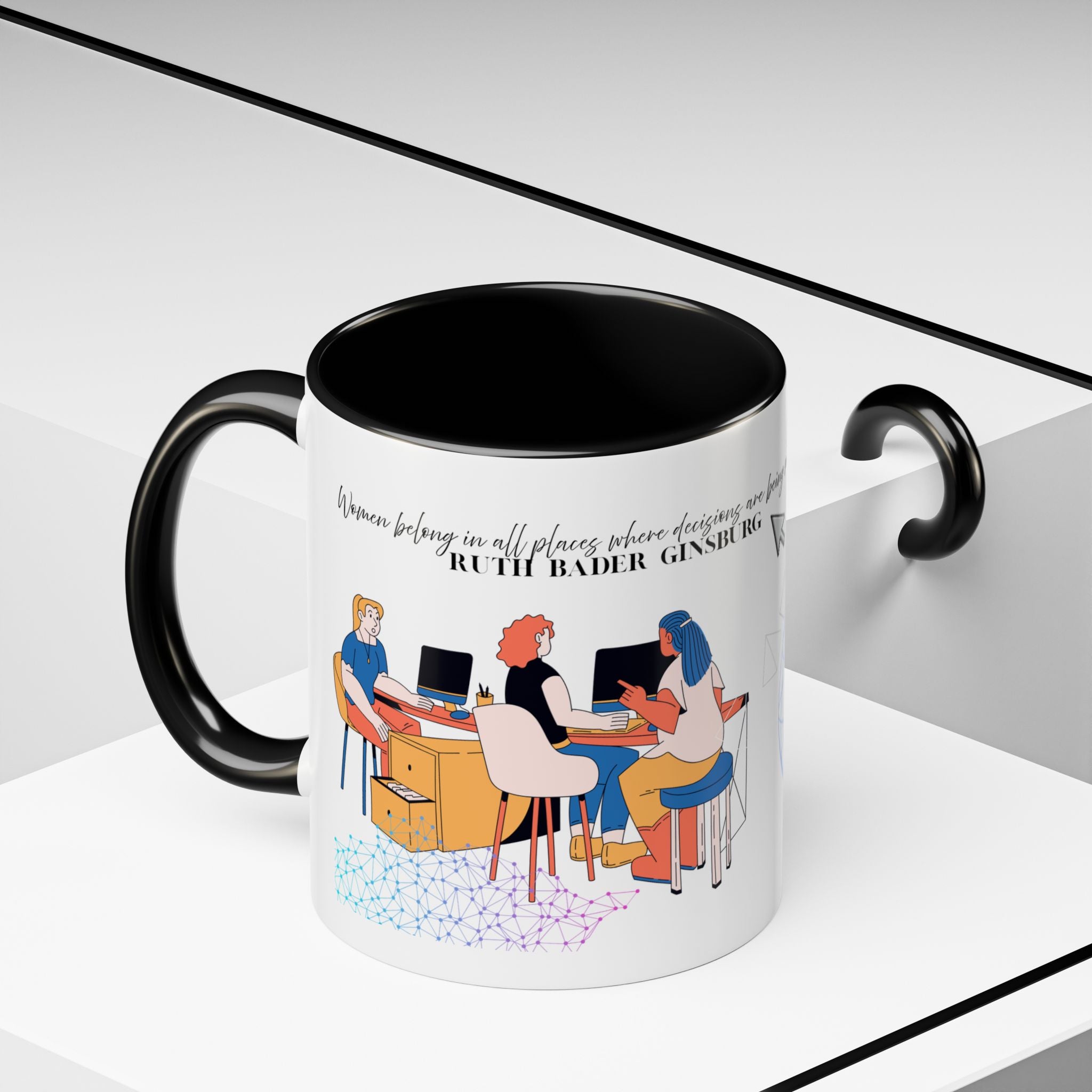 Accent Coffee Mug — 'Designs Are Being Made' Tech & Creative Team Illustration