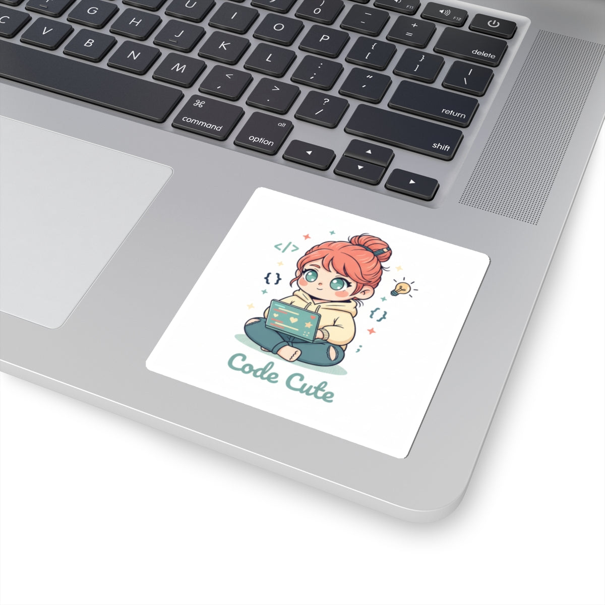 Code Cute Sticker — Kawaii Girl Programmer Laptop Vinyl Kiss-Cut